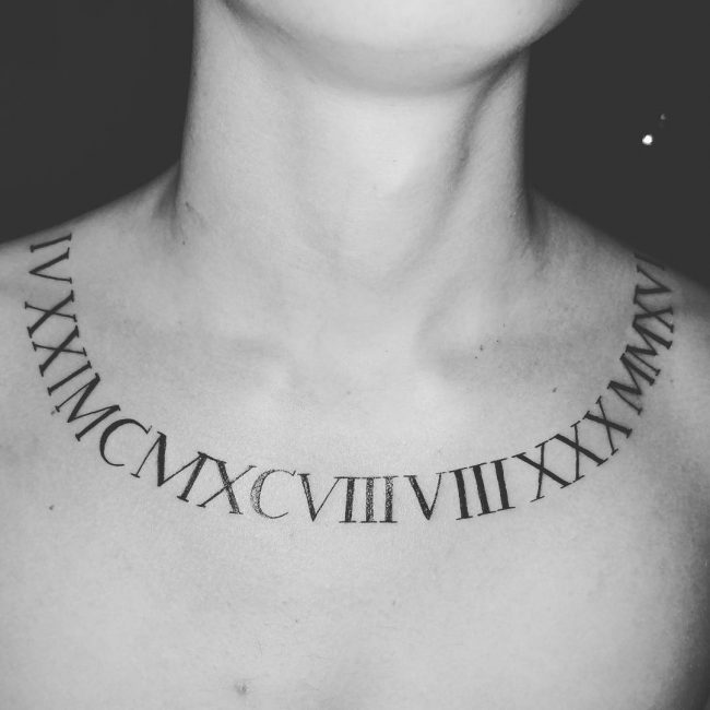 Roman numeral tattoo