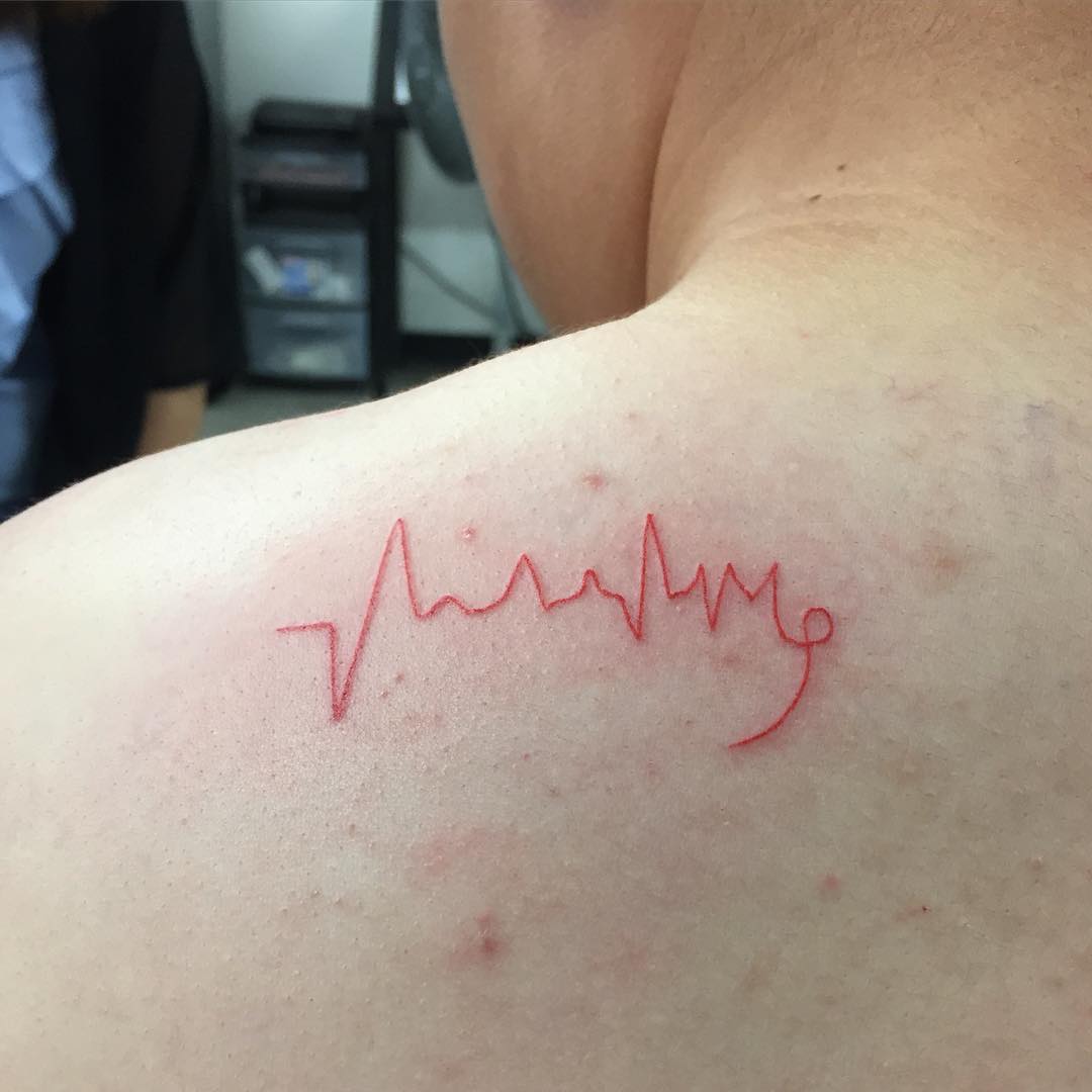 Buy Heart EKG Heartbeat Love Symbol Outline Temporary Tattoo Online in  India - Etsy
