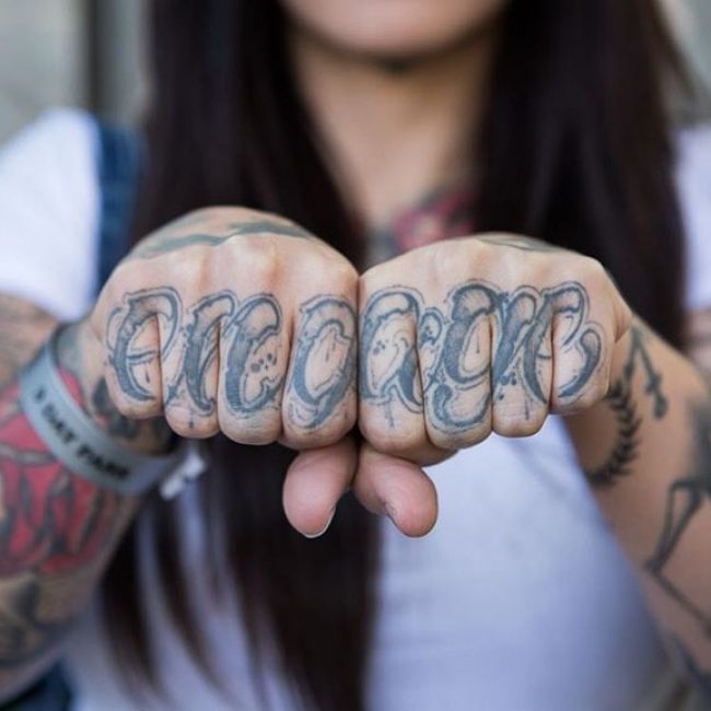 American Traditional Knuckle Tattoos