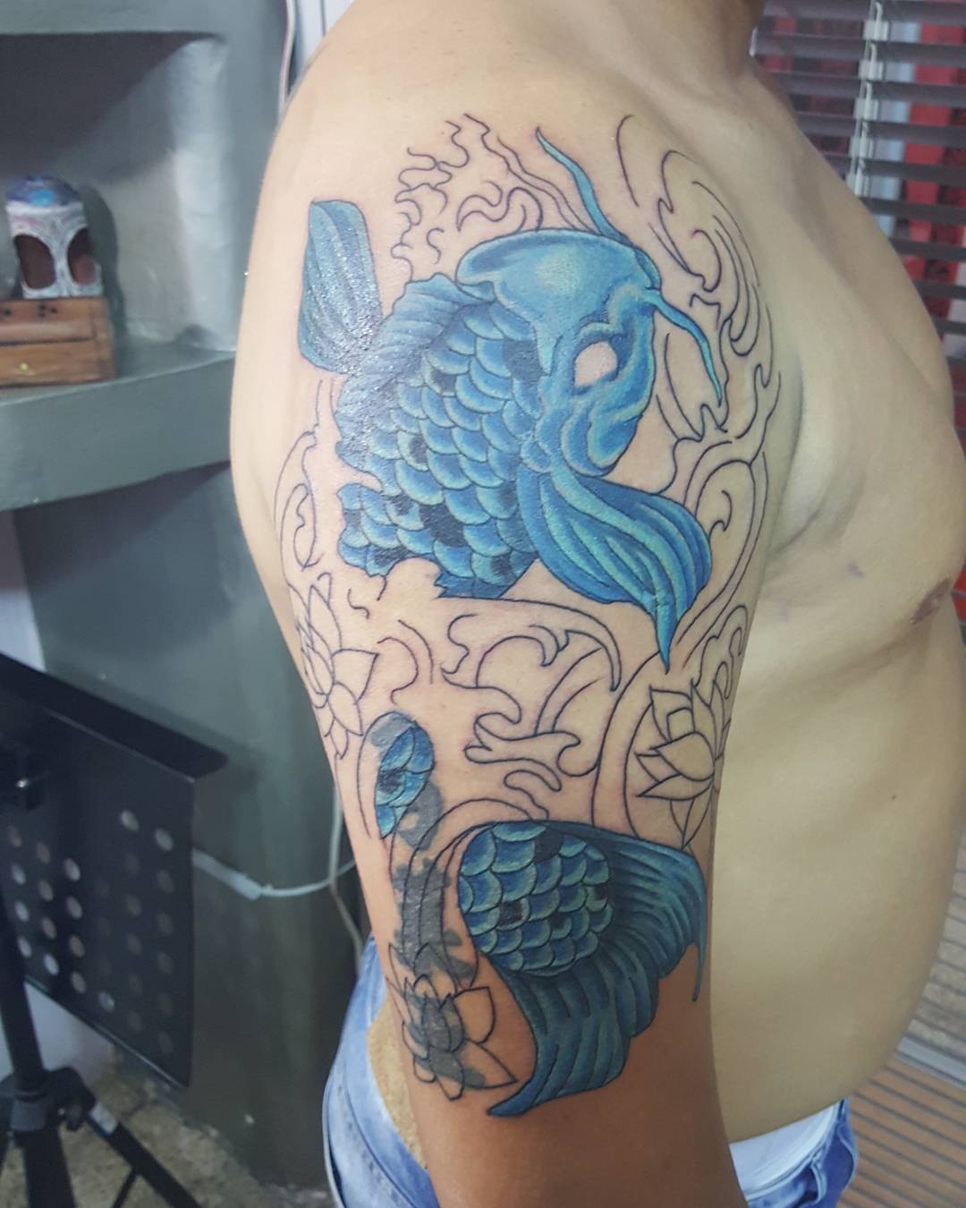 Blue koi in progress inkkinian tattoos cebuphilippines  rirezumi