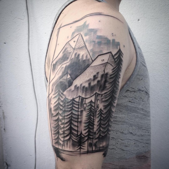 Tattoo uploaded by Djordje Tomovic • #phenomenal #great #tattoodo  #dreamtattoo #nature #mothernature #helicopter #bear #river #countryside  #country #fullchest #chest #unreal #realistic #rewlism #blackwork  #blackandgrey #mountain #tattoo #tattooed ...