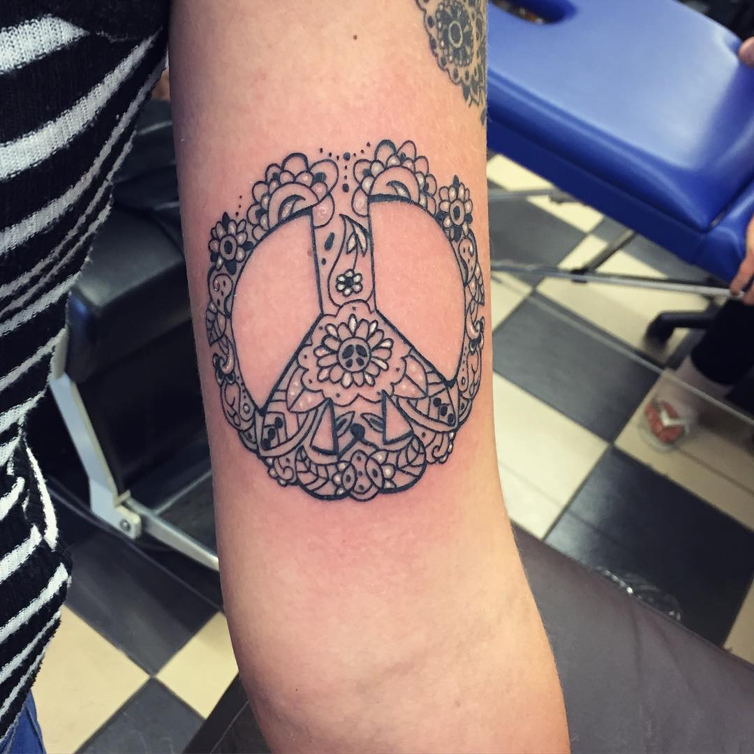 55+ Best Peace Sign Tattoo Designs AntiWar Movement Symbol (2019)