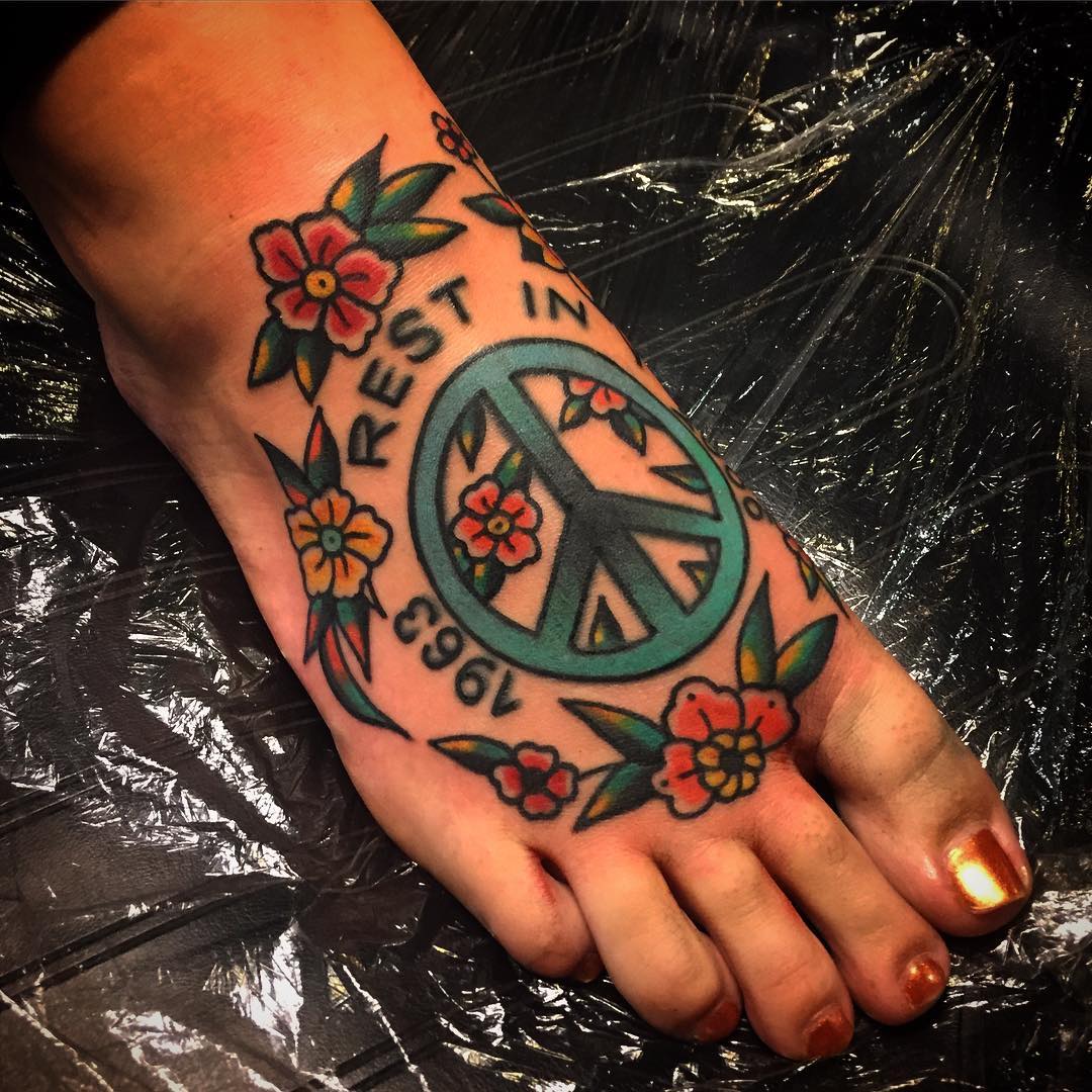 Skeleton Peace Sign Tattoo