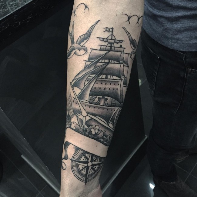 pirate ship tattoo (1)