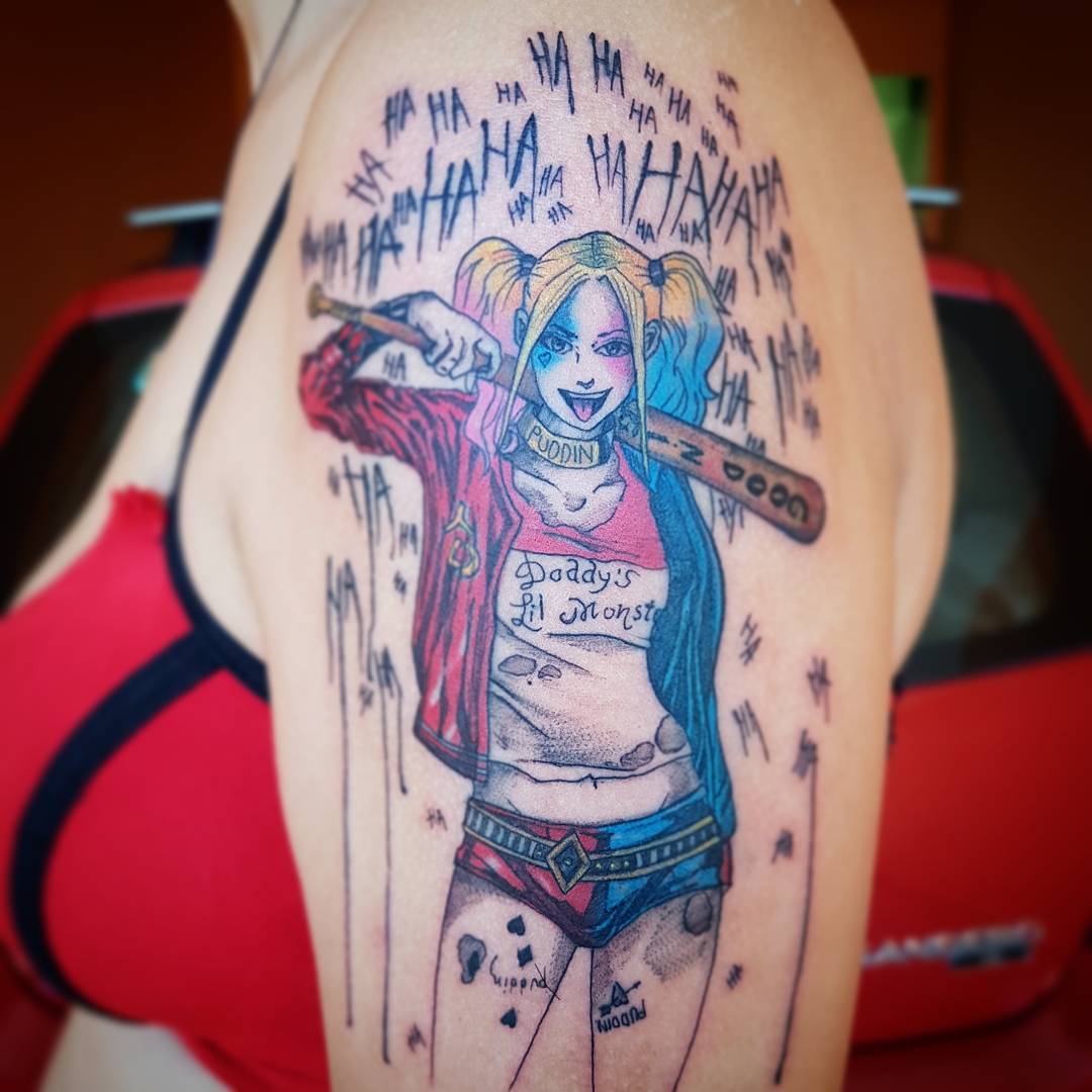 I got a new tattoo Its Harley Quinn diamonds I  Die and be reborn  with a better personality