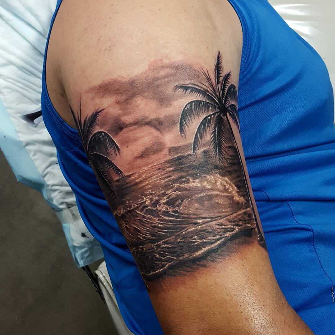 Realistic wave colour tattoo done by me balitattoostudio Ocean tattoos ...