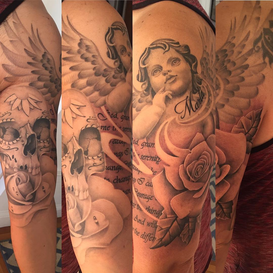 feminine guardian angel tattoo