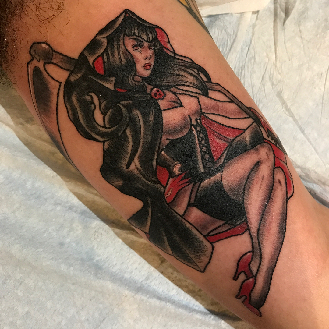 Female reaper tattoo