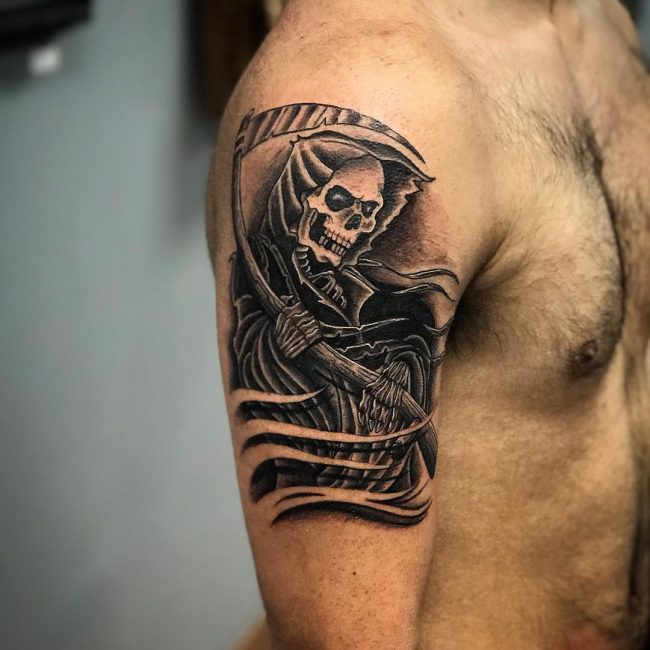 grim reaper forearm tattoos