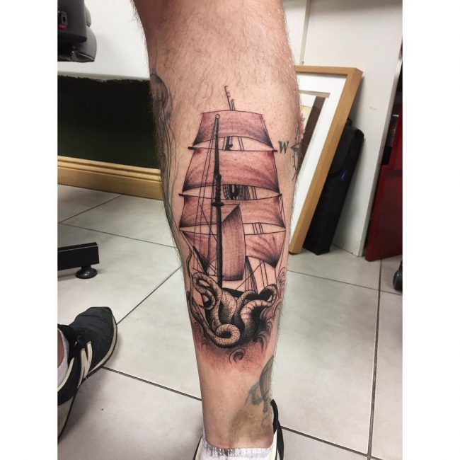 Pirate Ship Tattoo 77