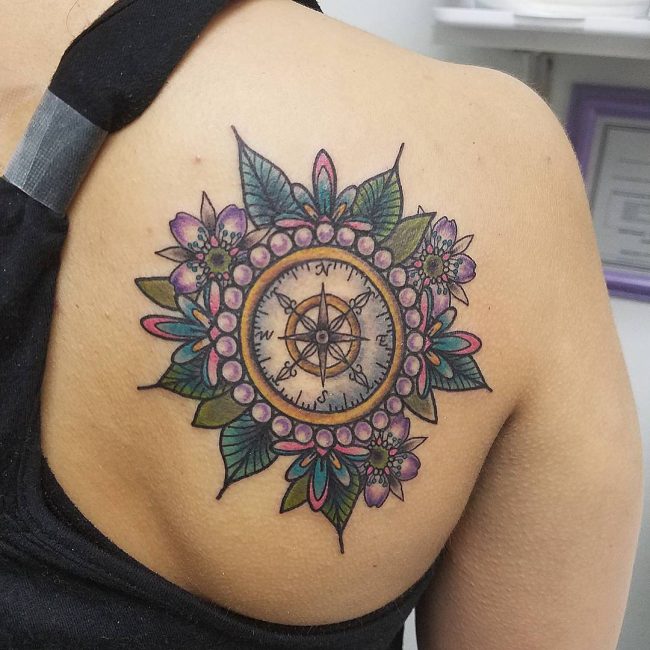 Rose and Compass Tattoo_