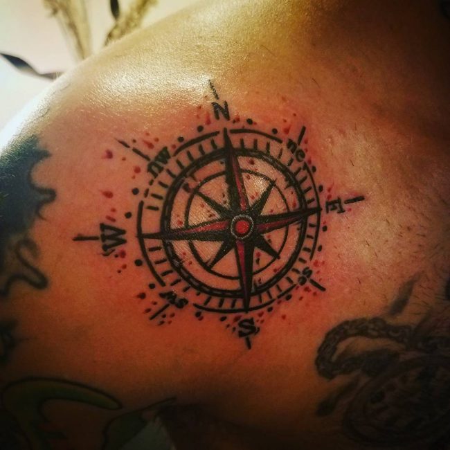 Rose and Compass Tattoo_