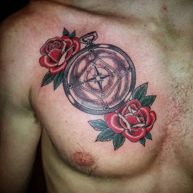 Rose and Compass Tattoo_