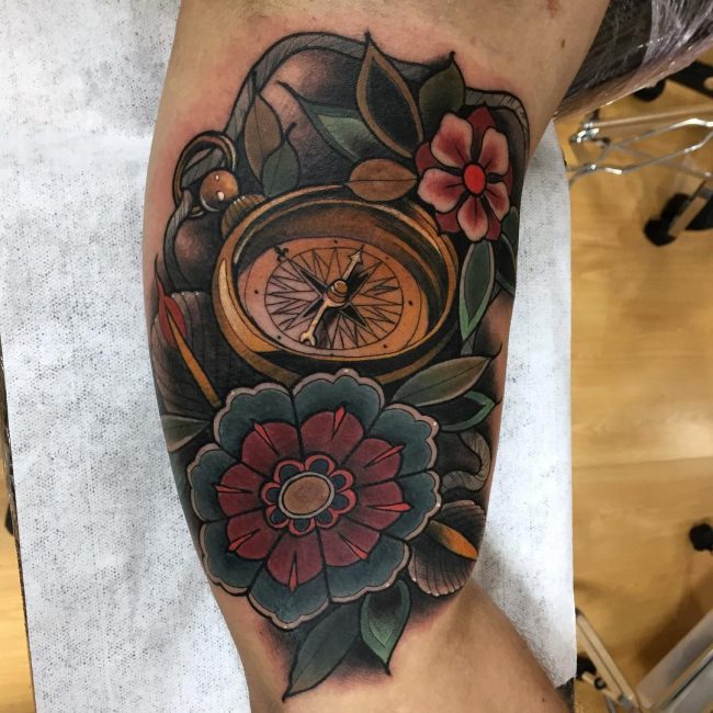 Rose and Compass Tattoo_