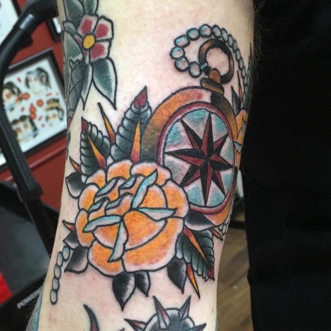 Rose and Compass Tattoo_