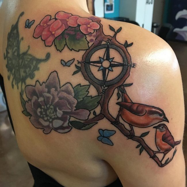 Rose and Compass Tattoo_