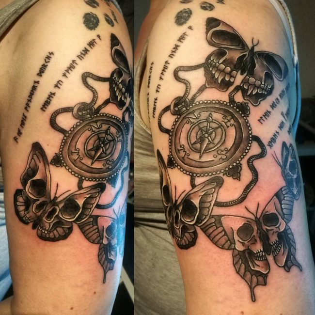 Rose and Compass Tattoo_