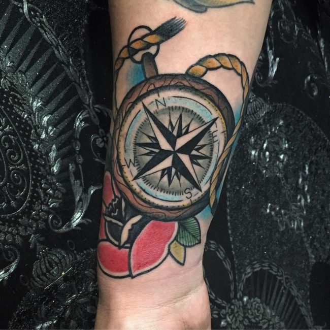 Rose and Compass Tattoo_