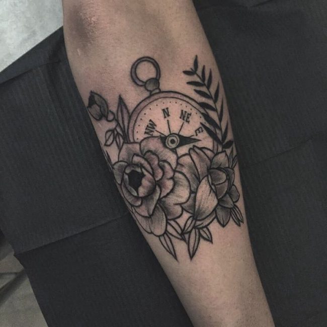 Rose and Compass Tattoo_