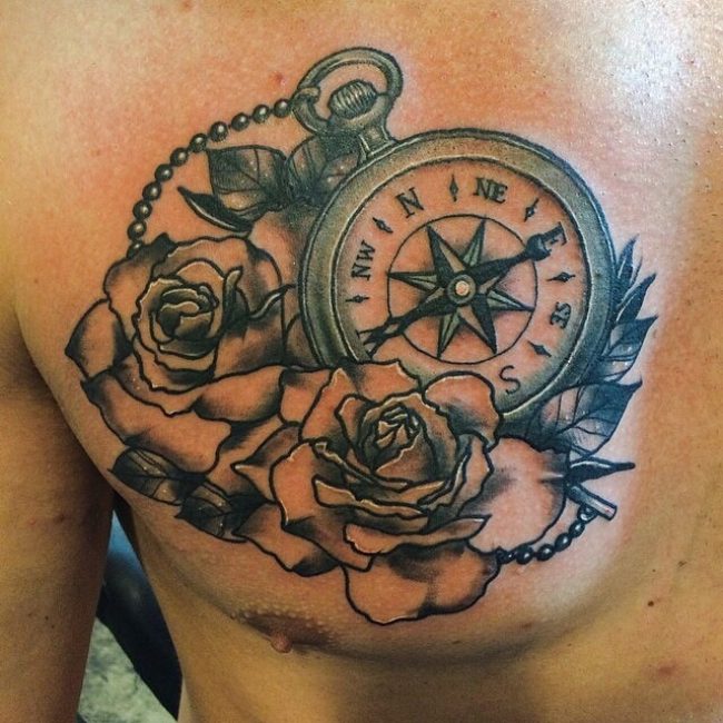 Rose and Compass Tattoo_