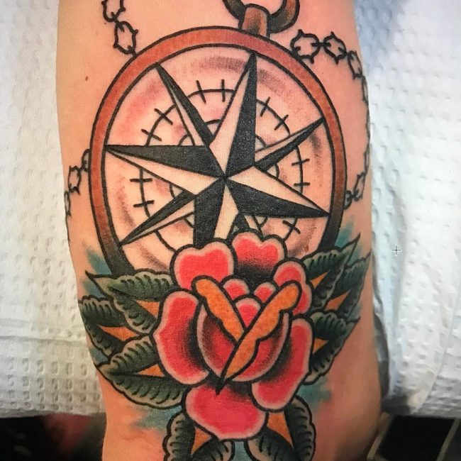 Rose and Compass Tattoo_