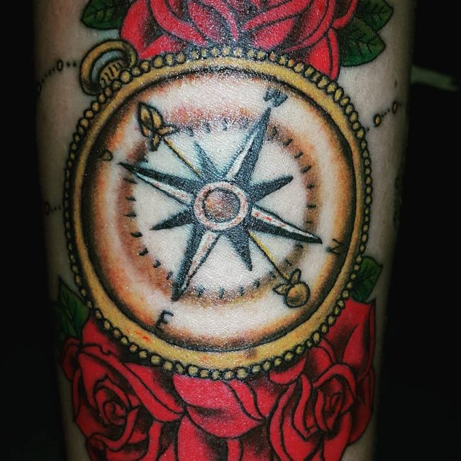 Rose and Compass Tattoo_