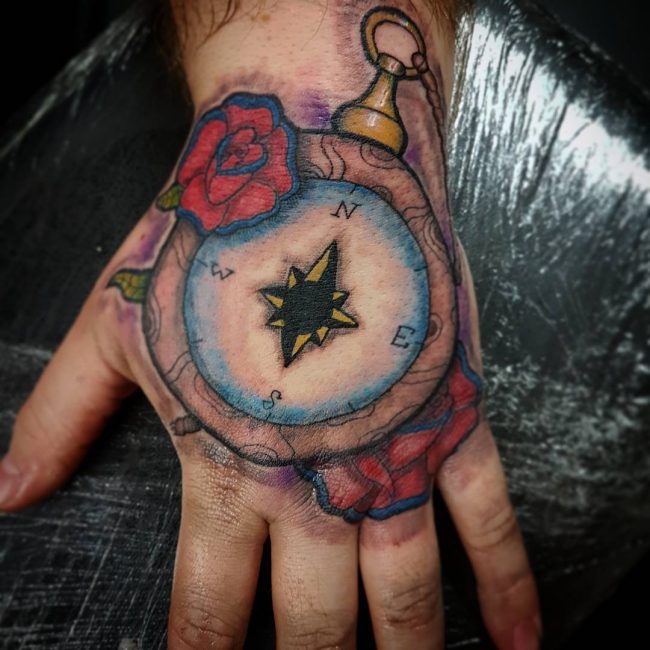 Rose and Compass Tattoo_