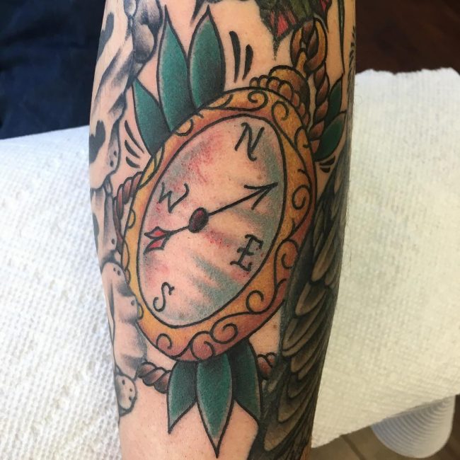 Rose and Compass Tattoo_