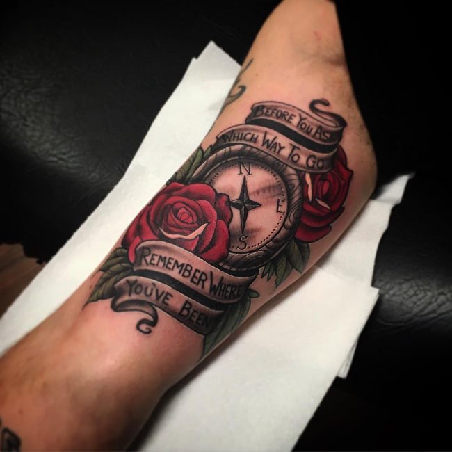 Rose and Compass Tattoo_