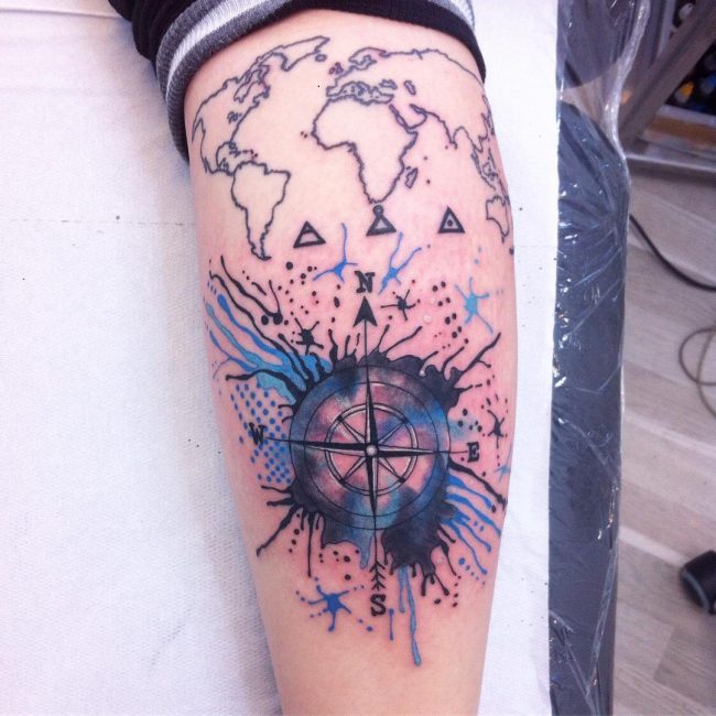 Rose and Compass Tattoo_