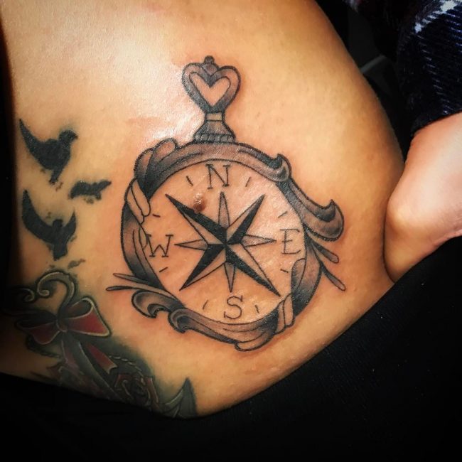 Rose and Compass Tattoo_