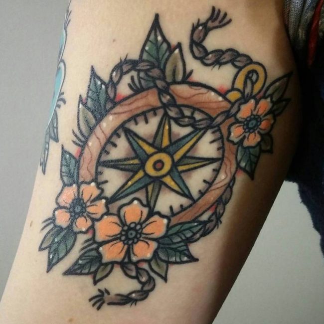 Rose and Compass Tattoo_