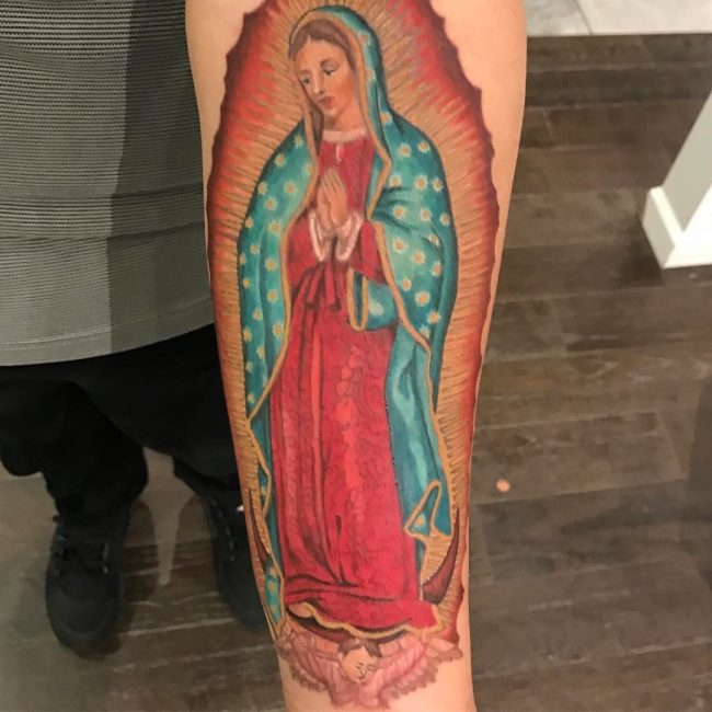 virgin mary tattoos in color