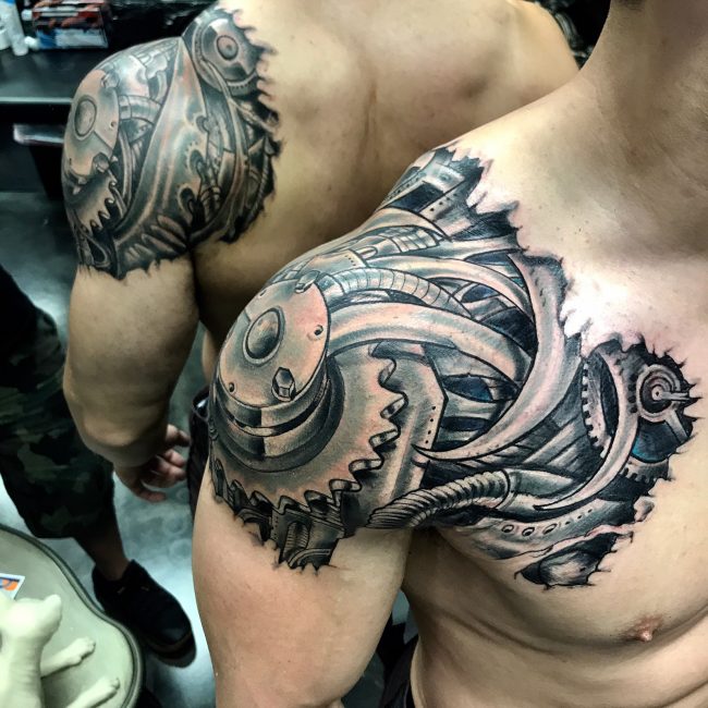 Discover more than 72 biomechanical shoulder tattoo latest - thtantai2