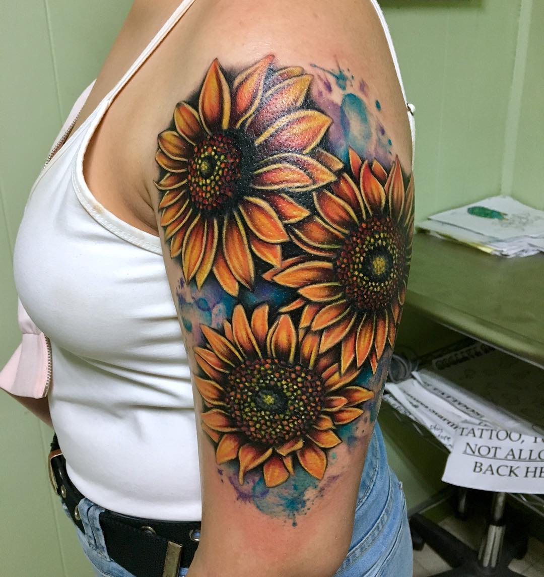 80+ Bright Sunflower Tattoos - Designs & Meanings for Happy Life (2019)